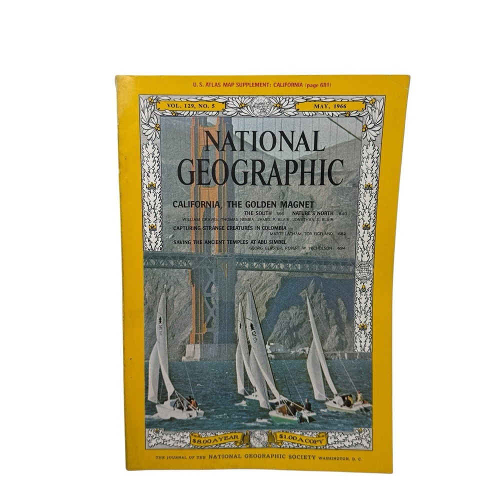 Vintage National Geographic Magazine May 1966‎ California The Golden Magnet